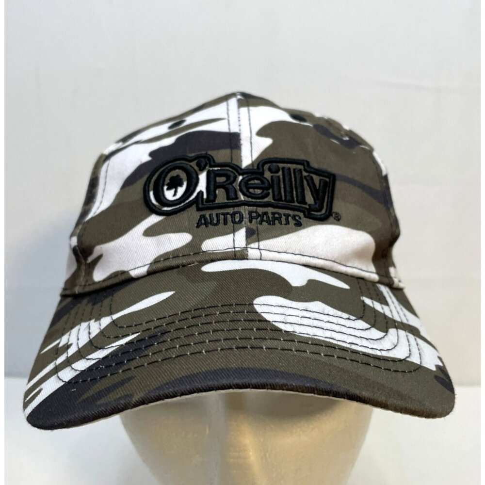 O' Reilly Auto Parts hat cap 6 1/2" strap back car mechanic camo green